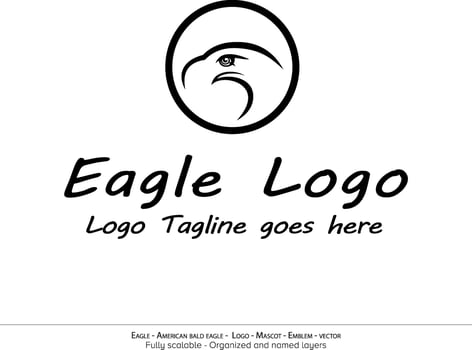 Eagle Logo, Flying Bird Emblem. dove mascot. American Bald Eagle silhouette logo. Minimal design, minimalistic logo vector