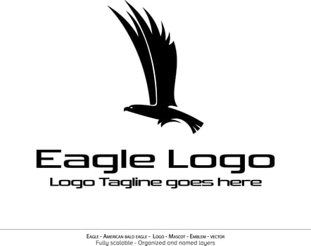 Eagle Logo, Flying Bird Emblem. dove mascot. American Bald Eagle silhouette logo. Minimal design, minimalistic logo vector