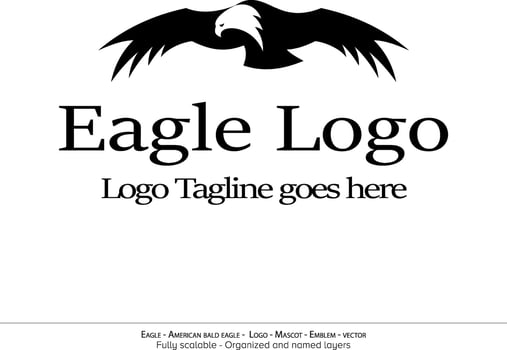 Eagle Logo, Flying Bird Emblem. dove mascot. American Bald Eagle silhouette logo. Minimal design, minimalistic logo vector