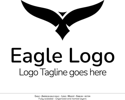 Eagle Logo, Flying Bird Emblem. dove mascot. American Bald Eagle silhouette logo. Minimal design, minimalistic logo vector