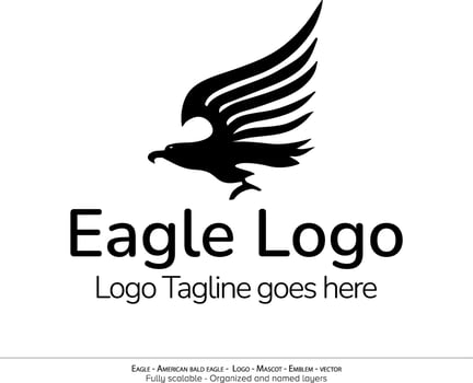 Eagle Logo, Flying Bird Emblem. dove mascot. American Bald Eagle silhouette logo. Minimal design, minimalistic logo vector