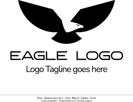 Eagle Logo, Flying Bird Emblem. dove mascot. American Bald Eagle silhouette logo. Minimal design, minimalistic logo vector