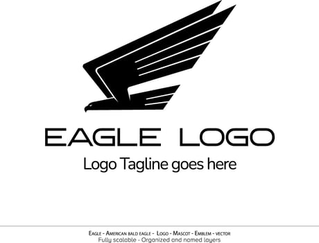 Eagle Logo, Flying Bird Emblem. dove mascot. American Bald Eagle silhouette logo. Minimal design, minimalistic logo vector