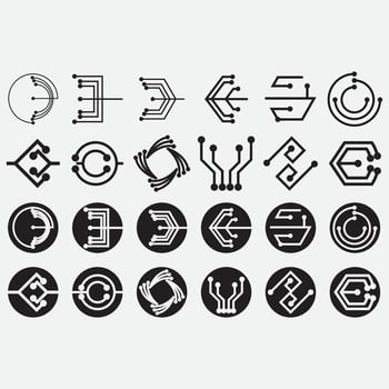 Electronic circuit board icon set vector