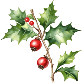 AI generated Watercolor painting of a Holly Berries. png