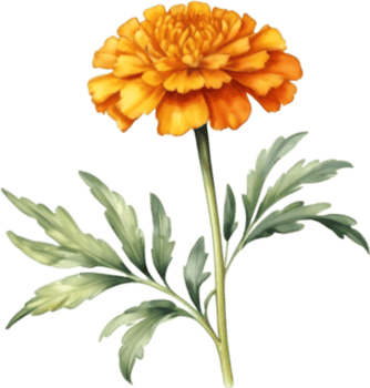 AI generated Watercolor painting of a Marigold flower. png