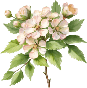 AI generated Watercolor painting of a Hawthorn flower. png