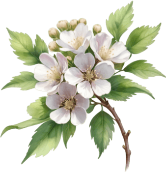 AI generated Watercolor painting of a Hawthorn flower. png