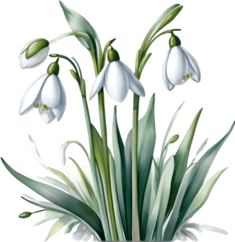 AI generated Watercolor painting of a Snowdrop flower. png