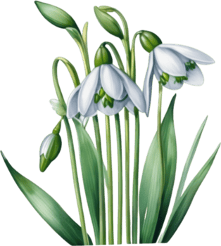 AI generated Watercolor painting of a Snowdrop flower. png