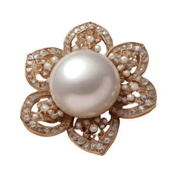 AI generated Scarf accessory featuring a pearl brooch isolated png