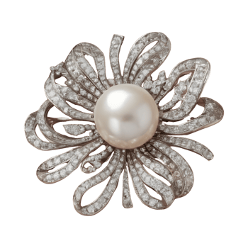 AI generated Scarf accessory featuring a pearl brooch isolated png