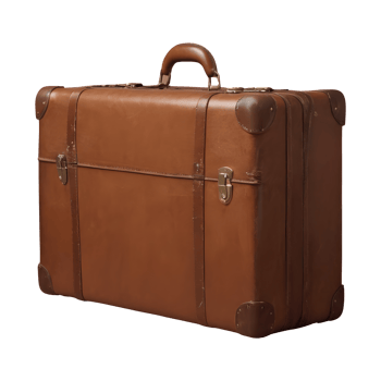 AI generated Transparent background highlights isolated vintage brown leather suitcase png