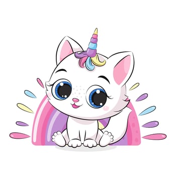 Cute baby cat. Vector illustration for baby shower, greeting card, party invitation, fashion clothes t-shirt print.