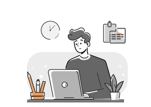 Work online at home as a freelancer The workpiece is determined by time. Vector illustration