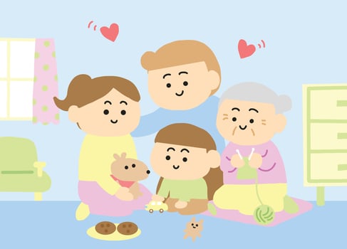 Happy family cute cartoon style. vector
