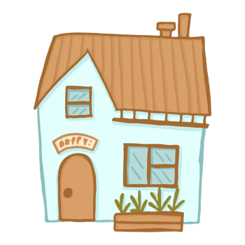 cartoon house with windows and wooden doors png