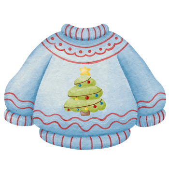 wool sweater with Christmas tree pattern watercolor style paintings png
