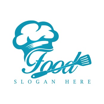 Food logo design template icon symbol for cafe, restaurant, cooking business and organic food symbols with fruits and vegetables. vector