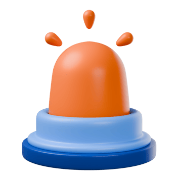 Alert bulb light isolated on transparent. 3d render png
