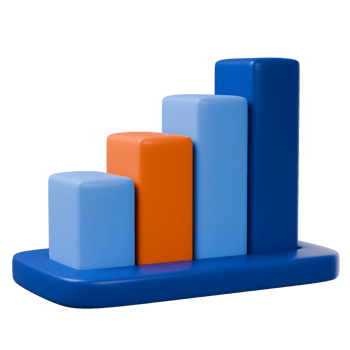 Bar graph isolated on transparent. 3d render png