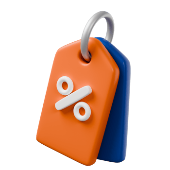 Discount tag isolated on transparent. 3d render png
