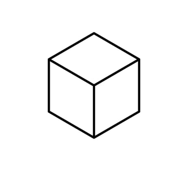 Isometric cube line icon. 3D box. Augmented reality icon. Concept AR symbol. Black block symbol. 3d square block. Isometric cubic shape. Vector illustration isolated on white background.