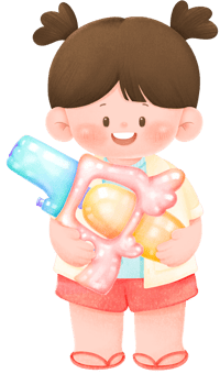 Girl holding water gun in Songkran festival png