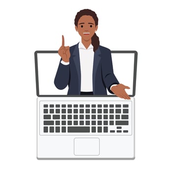 Online school or university education illustration with young black tutor. vector