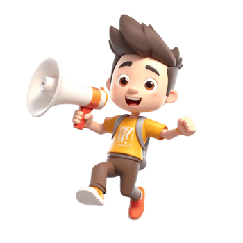 AI generated 3d male character jumping and holding a megaphone on isolated transparent background png, generated with AI png