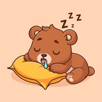 Cute bear sleeping with pillow cartoon vector icon illustration. animal nature icon concept isolated vector flat cartoon style