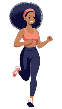 Black Girl Jogging Flat Design vector