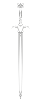 Sword line art. Ancient Longsword. Saber. Blade Tattoo. PNG Illustration.