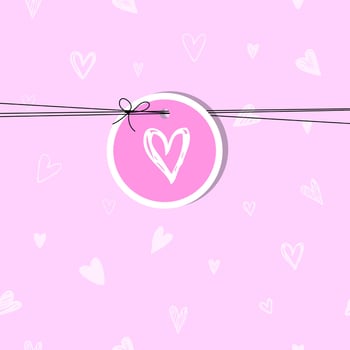 Valentine card with copy space, pink background white hearts vector