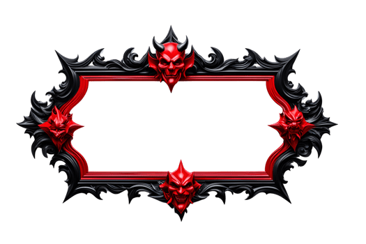 AI generated red and black border frame png transparent background