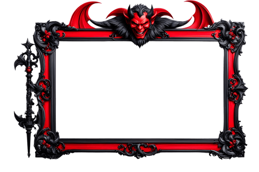 AI generated red and black border frame png transparent background