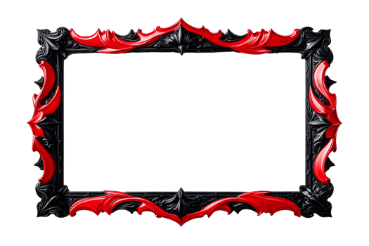 AI generated red and black border frame png transparent background