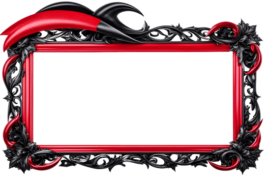 AI generated red and black border frame png transparent background