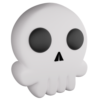 Cute skull side view clipart flat design icon isolated on transparent background, 3D render Halloween concept png