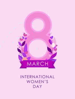International women's day. Greeting card. Floral flat vector illustration