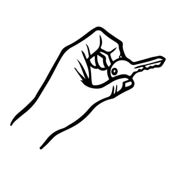 Hand holding key hand drawn vector illustration