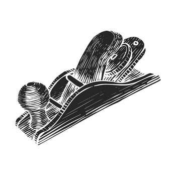 Hand drawn wooden plane icon woodworking tool vector illustration