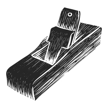 Hand drawn wooden plane icon woodworking tool vector illustration