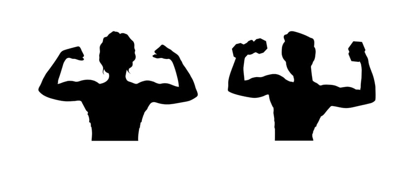 Vector of sports girls gymnastics exercise poses silhouettes isolated on white background