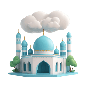 AI generated a 3d mosque with cloud on isolated transparent background png, generated with AI png