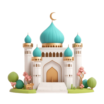 AI generated a 3d mosque with cloud on isolated transparent background png, generated with AI png