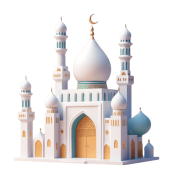 AI generated a 3d mosque with cloud on isolated transparent background png, generated with AI png