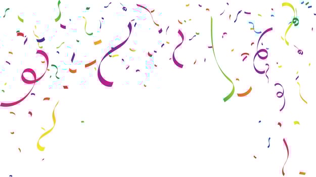 Colorful confetti and zigzag ribbon falling from above Streamers, tinsel vector