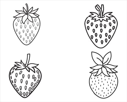 Hand Drawn Strawberries Icon Outline Vector On White Background