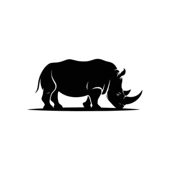 Majestic Rhino Logo Template with Silhouette Icon of Endangered African Rhinoceros vector